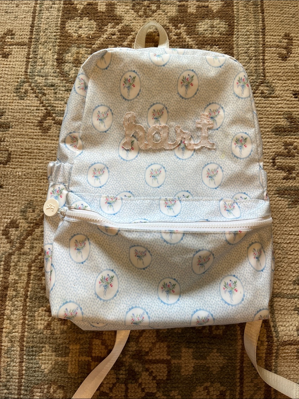 trvl Backpacker in Blue Medallion with Appliqué “hart”
